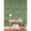 Carta da parati verde adesiva per camera da letto con animali Zebra Saldi