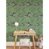 Carta da parati verde adesiva per camera da letto con animali Zebra Saldi