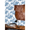 Carta da parati vintage con foresta bianco e azzurro Toile de Jouy Blu Offerta