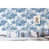 Carta da parati vintage con foresta bianco e azzurro Toile de Jouy Blu Catalogo