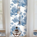 Carta da parati vintage con foresta bianco e azzurro Toile de Jouy Blu Scelta