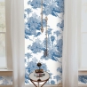 Carta da parati vintage con foresta bianco e azzurro Toile de Jouy Blu Scelta