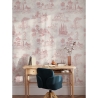 Carta da parati vintage con paesaggi rosa per soggiorno Toile de Jouy Rosa Saldi