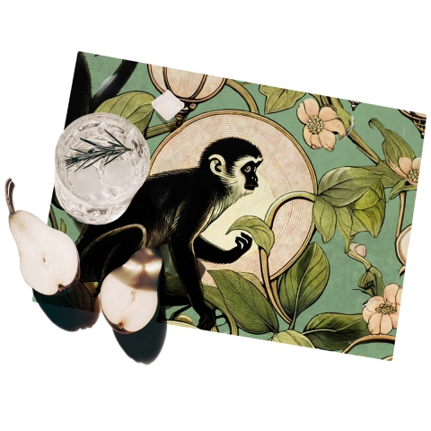 Set 2 tovagliette americane da tavolo colazione Scimmiette Verde Promozione