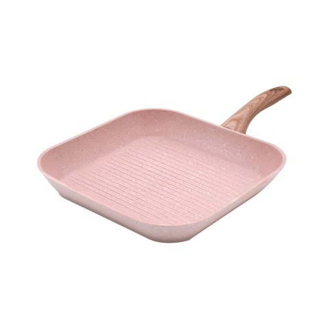 Bistecchiera antiaderente effetto granito rosa 28x28 Bisetti Stonerose Promozione