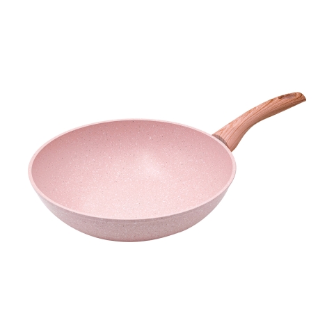 Padella 28cm antiaderente wok effetto granito rosa Bisetti Stonerose Promozione