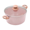 Pentola 24cm antiaderente rosa effetto granito con coperchio Stonerose Promozione