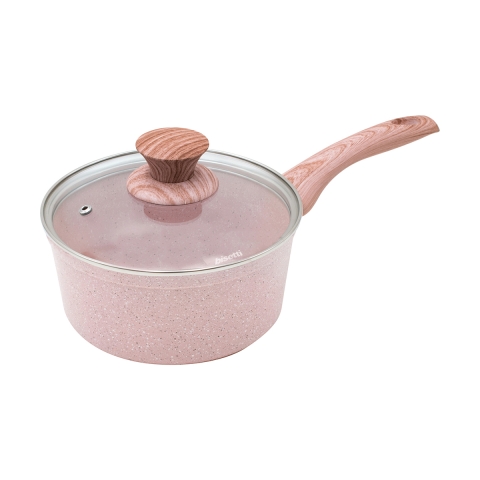 Casseruola 18cm in alluminio con coperchio granito rosa Bisetti Stonerose Promozione