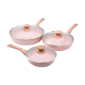 Set 3 padelle antiaderenti in alluminio effetto granito rosa Stonerose Promozione