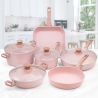 Batteria di pentole a induzione 10 pezzi effetto granito rosa Stonerose Vendita