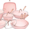 Batteria pentole 13 pezzi effetto granito rosa manico acciaio Stonerose Vendita