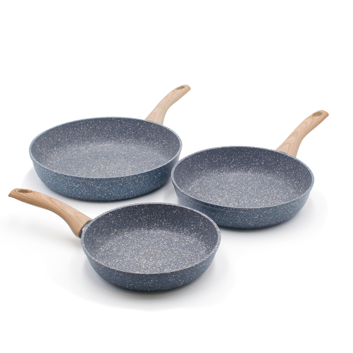 Set 3 padelle in alluminio antiaderente con manico legno Pierre Gourmet Promozione Set 3 padelle in alluminio antiaderente con manico legno Pierre Gourmet Promozione