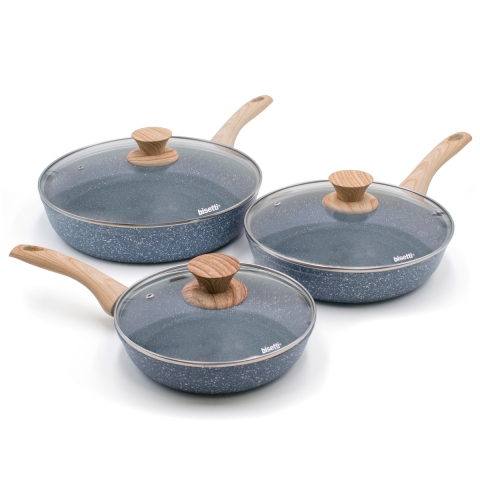Set di 3 padelle in alluminio antiaderente con coperchio Pierre Gourmet Promozione