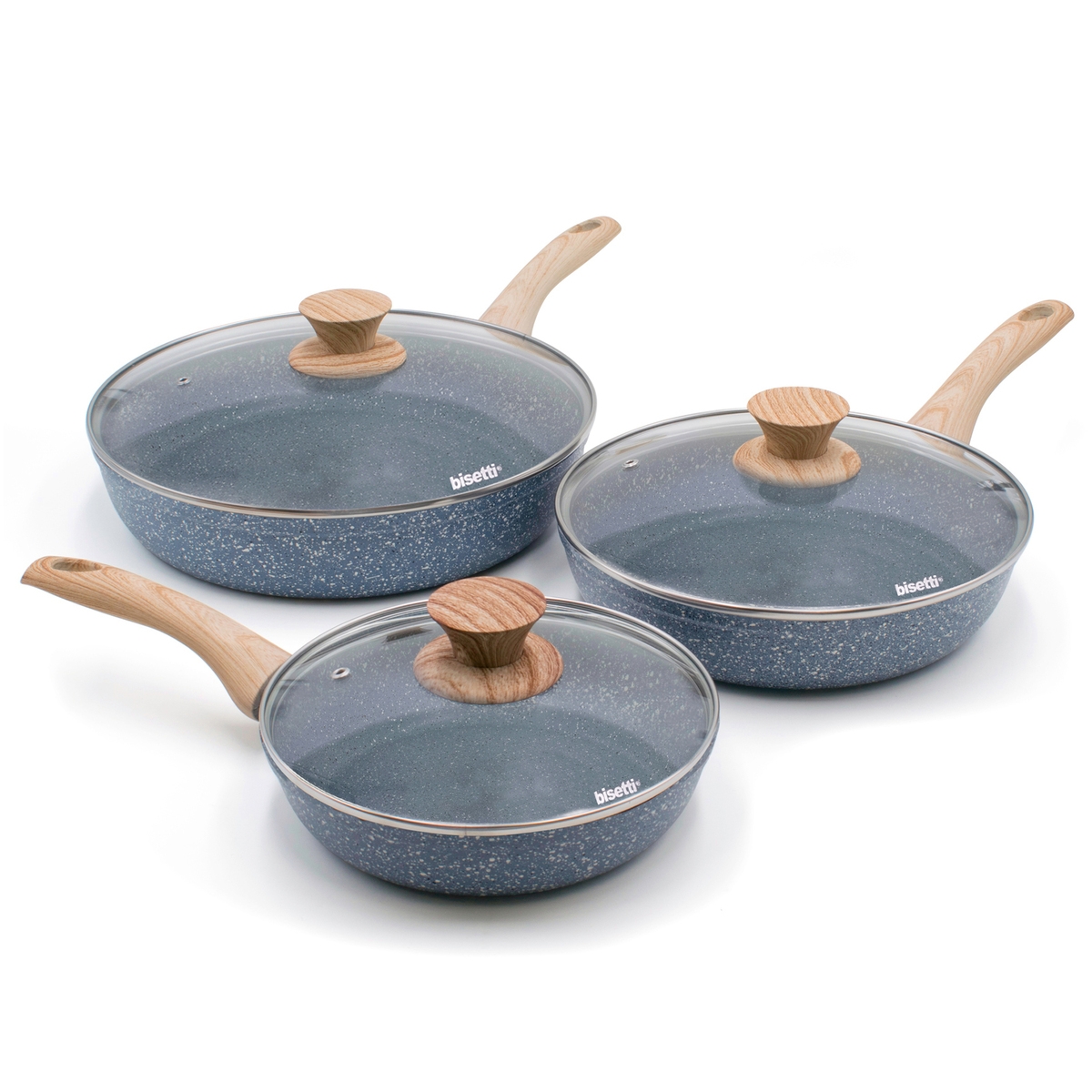Set di 3 padelle in alluminio antiaderente con coperchio Pierre Gourmet Promozione Set di 3 padelle in alluminio antiaderente con coperchio Pierre Gourmet Promozione