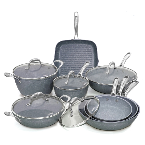 Batteria 13 pezzi padelle bistecchiera antiaderenti Bisetti Pierre Gourmet Promozione