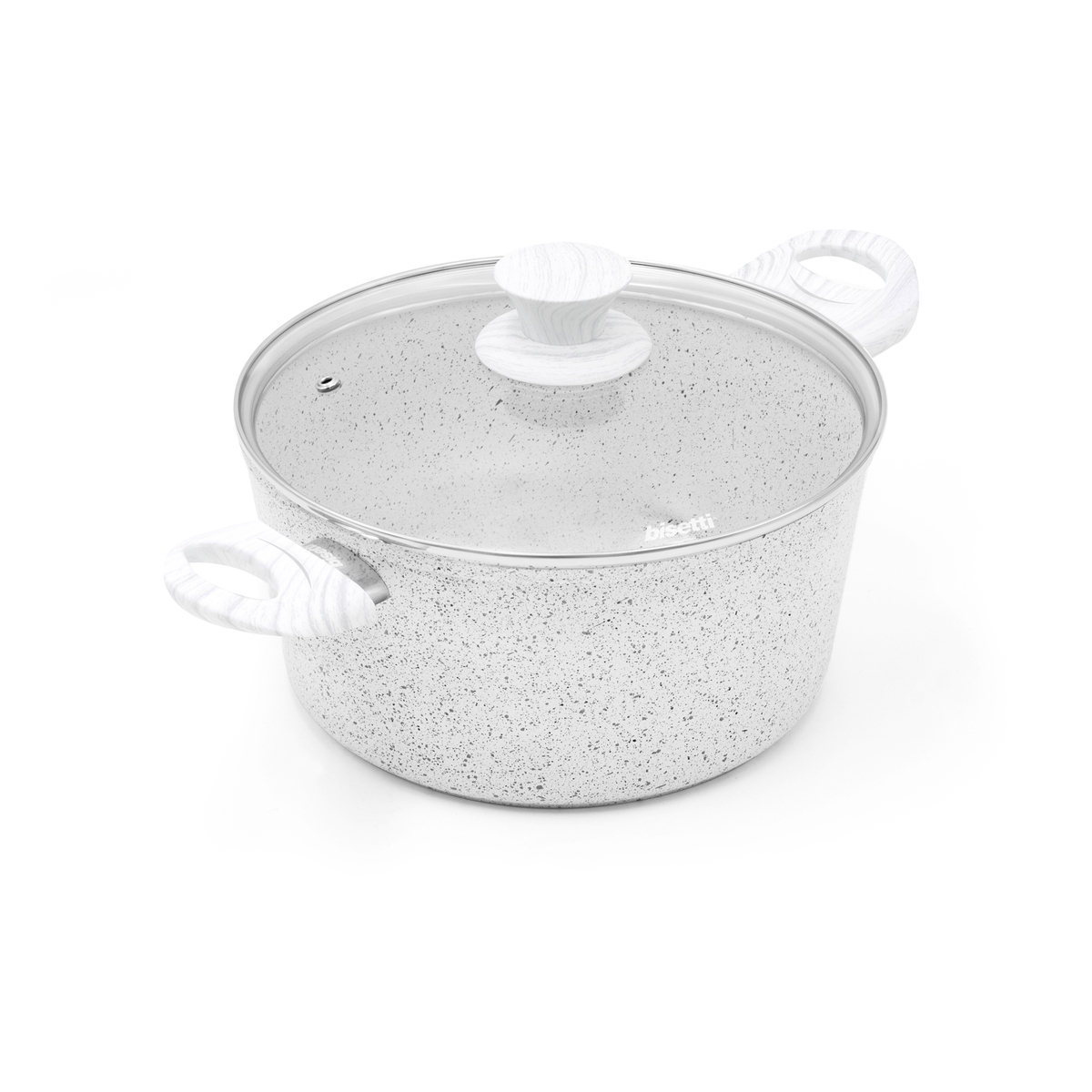 Casseruola antiaderente 24cm con manico legno bianco Bisetti Stonewhite Promozione