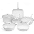 Set 10 pezzi padelle pentole in alluminio antiaderenti Bisetti Stonewhite Promozione