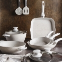Set 10 pezzi padelle pentole in alluminio antiaderenti Bisetti Stonewhite Vendita
