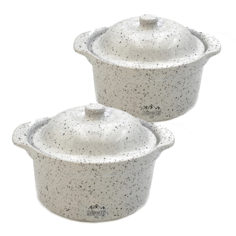 Set 2 cocotte pentola da forno in ceramica stoneware Bisetti Stonewhite Promozione