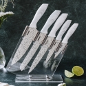 Set 5 coltelli cucina in acciaio inox con ceppo trasparente Stonewhite Vendita
