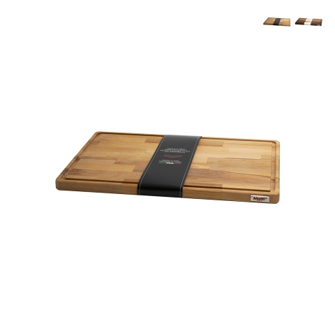 Tagliere cucina in legno con bordo raccoglisugo 35x23x2cm Bisetti Promozione