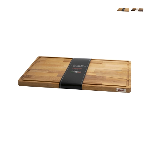 Tagliere in legno 45x30x2cm con bordo raccoglisugo Bisetti Promozione
