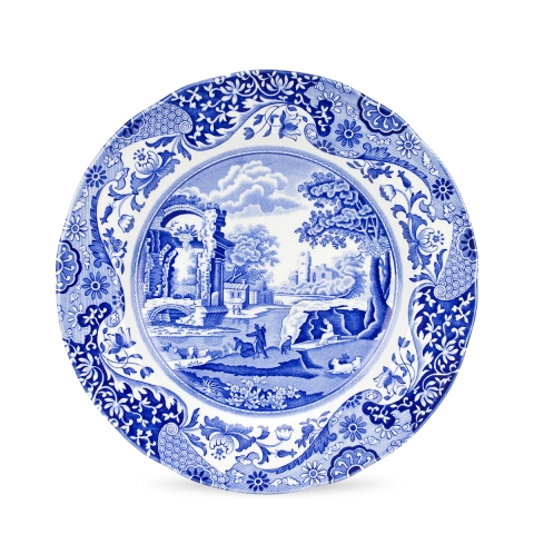 Set 4 piatti piani in terracotta stile inglese 27x27x2cm Blue Italian Promozione