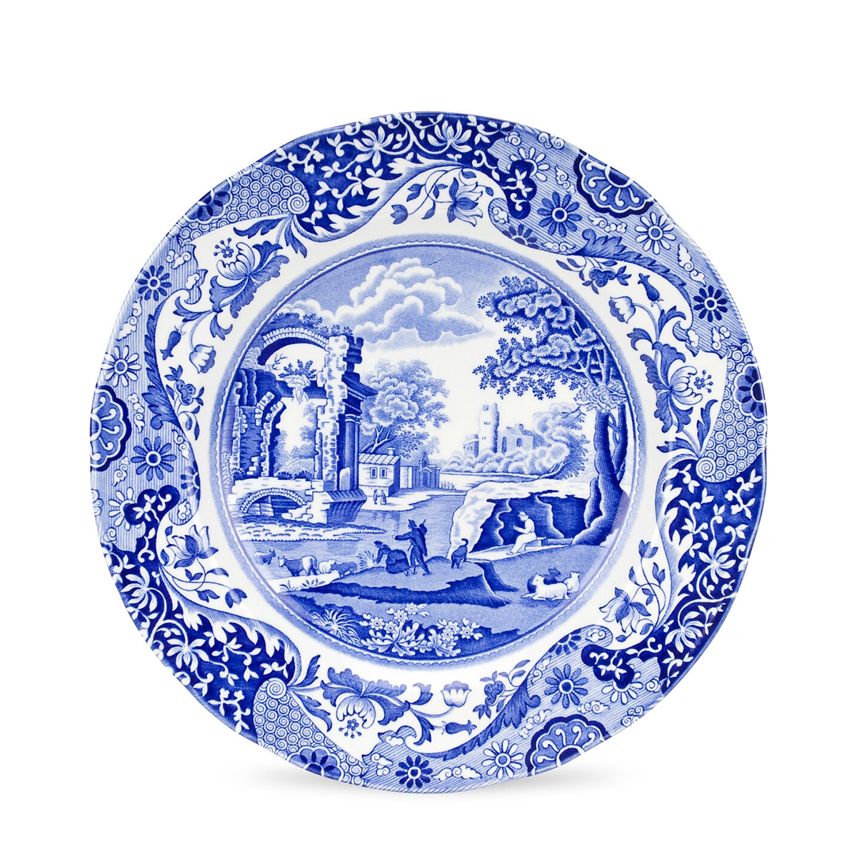 Set 4 piatti piani in terracotta stile inglese 27x27x2cm Blue Italian Promozione Set 4 piatti piani in terracotta stile inglese 27x27x2cm Blue Italian Promozione