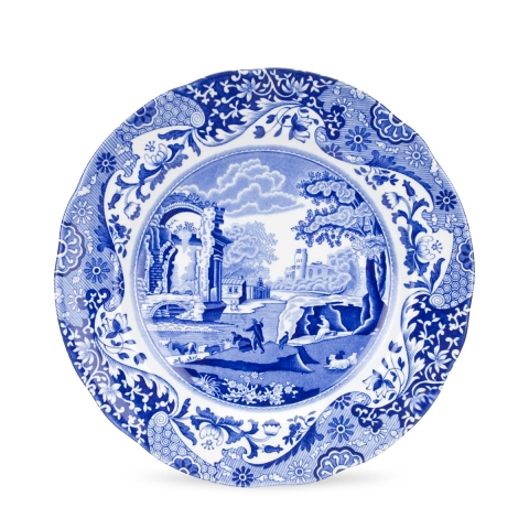 Set 4 piatti piani medi terracotta decorati stile inglese Blue Italian Promozione