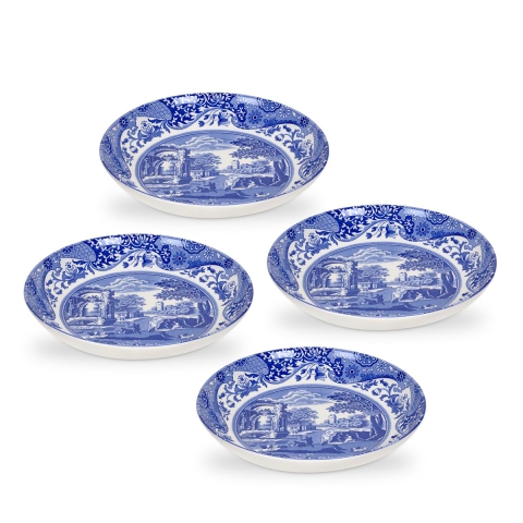 Set 4 piatti fondi stile inglese in terracotta 23x23x2cm Blue Italian Promozione