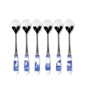 Set 6 cucchiaini da caffè acciaio ceramica stile inglese Blue Italian Promozione