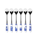 Set 6 cucchiaini da caffè acciaio ceramica stile inglese Blue Italian Promozione