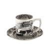 Tazzina da caffè con piattino decorato stile inglese Black Italian Promozione