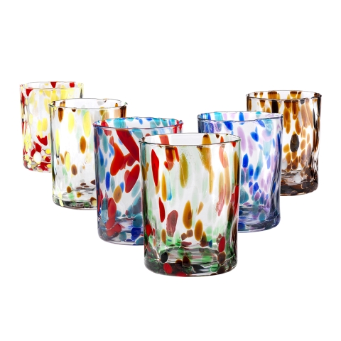 Set 6 bicchieri acqua 10cm in vetro colorato design creativo Banderoles Promozione