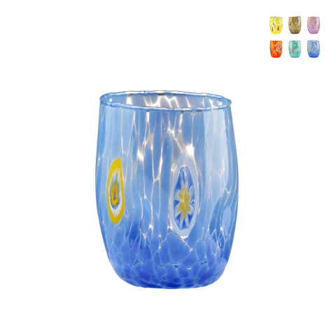 Set 6 bicchieri acqua in vetro dalla forma arrotondata 10cm Bombetta Promozione