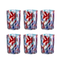 Set 6 bicchieri acqua in vetro colorato design creativo 10cm Banderoles 