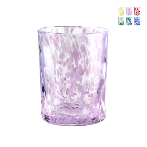 Set 6 bicchieri acqua da tavola 10cm in vetro colorato Carnaval Promozione
