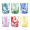 Set 6 bicchieri da tavola assortiti in vetro colorato 10cm Carnaval Vendita