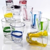 Set 6 bicchieri acqua in vetro con righe colorate 10cm Eolo Stock