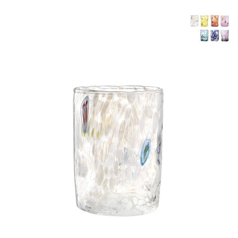 Set 6 bicchieri acqua in vetro colorato cucina ristorante 10cm Murrine Promozione