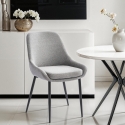 Sedia moderna da cucina in tessuto con gambe in metallo nero Piros Saldi