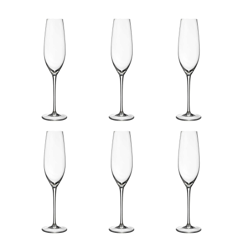 Set 6 bicchieri flûte spumante in vetro design goccia 25cm Sinfonia Promozione
