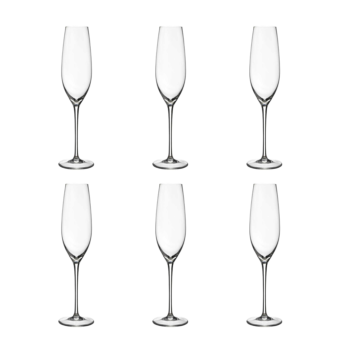 Set 6 bicchieri flûte spumante in vetro design goccia 25cm Sinfonia Promozione