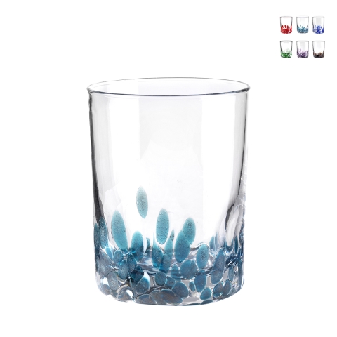 Set 6 bicchieri acqua 10cm in vetro colorato per tavola cucina Venise Promozione