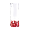 Brocca acqua 0,9lt in vetro da tavola con decorazioni rosse 21cm Venise Promozione