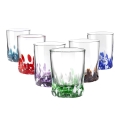 Set 6 bicchieri acqua tavola colori assortiti decorazioni 10cm Venise Promozione
