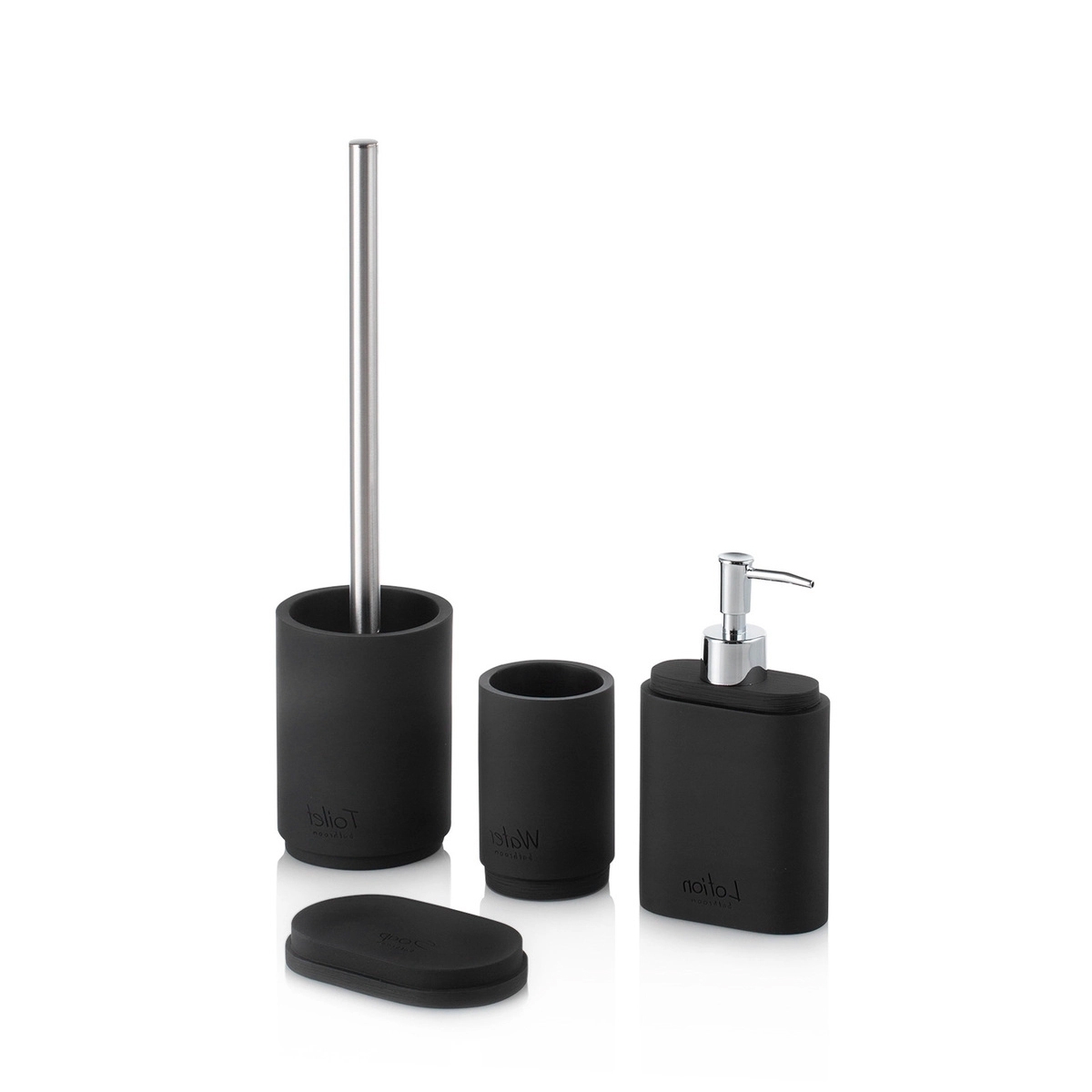 Set da bagno 4 pezzi in resina nero Zima Promozione Set da bagno 4 pezzi in resina nero Zima Promozione