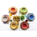 Set di 6 tovagliette tonde in paglia intrecciata Ø38cm Spiral Color 
