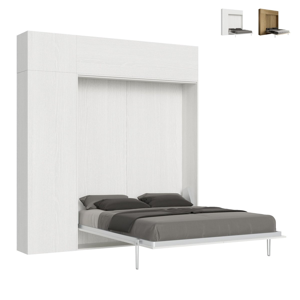 Letto a scomparsa matrimoniale 160x190cm con colonna e pensili Kentaro