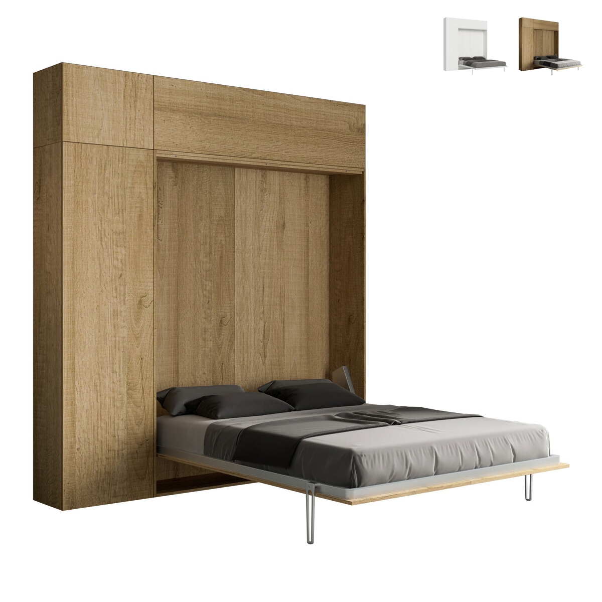 Letto a scomparsa matrimoniale 160x190cm con colonna e pensili Kentaro Sconti Letto a scomparsa matrimoniale 160x190cm con colonna e pensili Kentaro Sconti